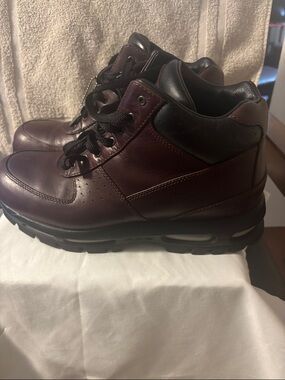 Nike Men's Dark Brown | Burgundy and Black Leather High-Top Sneakers